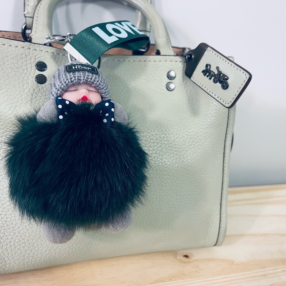 Green Fluffy Keychain